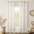 LAMIT Linen Sheer Curtains 84 Inches Long for Living Room, Soft Linen Textured Window Drapes Semi Sheer Light Filtering Bronze Grommet Neutral Panels for Bedroom, Cream Ivory, 2 Panels, 34 x 84 Inch-Ruum Studio Home