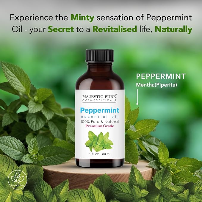 Majestic Pure Peppermint Essential Oil with Glass Dropper - 1 Fl Oz - 100% Pure and Natural Peppermint Oil - Premium Grade Essential Oils for Diffuser, Aromatherapy, Soap and Candle Making-Ruum Studio Home