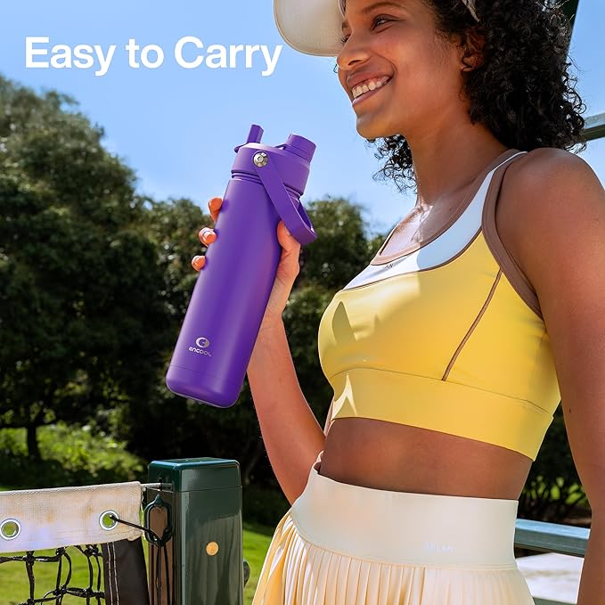 Insulated Water Bottle with Straw Stainless Steel Water Bottle, Leak-Proof, BPA-Free, Double Wall Vacuum Keeps Cold for 24 Hours for Sports, Travel, School (18 oz, Violet)-Ruum Studio Home