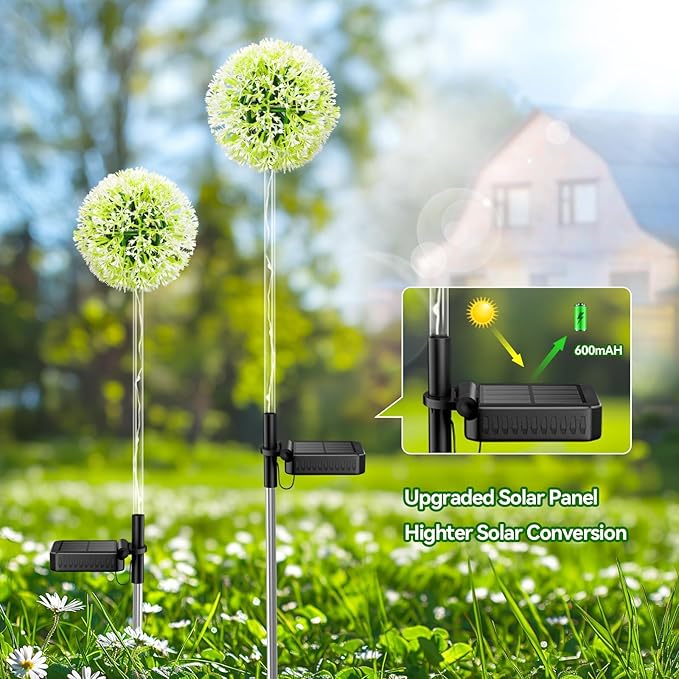 Solar Garden Lights Outdoor Decorations: 4 Pack Dandelion Flower Lights, 2 Modes Colorful 16 LED Landscape Light, Waterproof Artificial Flowers for Yard, Patio, Pathway Decor, Gifts for Women Mom-Ruum Studio Home