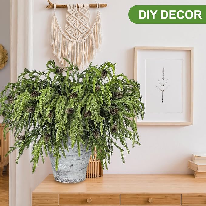 Artgar 100 Pcs Pine Branches - 18 Inch Artificial Green Pine Stem - Real Touch Christmas Greenery Pines Branches for DIY Flower Arrangement Home Indoor Christmas Decor-Ruum Studio Home