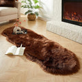 AMTOVO Faux Sheepskin Rug, Coffee Ultra Soft Fluffy Shag Area Rug, 2 x 6 ft Faux Fur Rug for Bedroom Sofa Throw Cushion Room Decor, Sheepskin-Ruum Studio Home