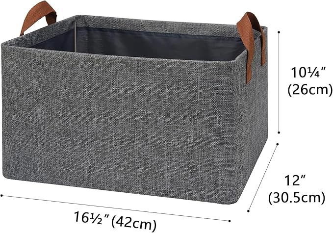 GRANNY SAYS Closet Storage Baskets, Collapsible Fabric Storage Bins with Metal Frame, Clothes Organizer Bins, Extra Large Baskets for Shelves, Dark Gray, 4-Pack-Ruum Studio Home