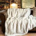 BATTILO HOME Luxury White Faux Fur Throw Blanket Long Pile with Black Tips, 51"x67", Super Warm Thick Faux Fur Blanket for Couch, Bed, Fuzzy Fluffy Elegant Cozy Blanket-Ruum Studio Home