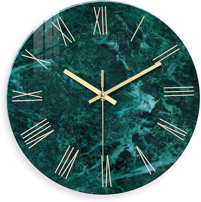 Teal Glass Wall Clock Battery Operated 16 Inch Modern Clock for Living Room Decor Large Wall Clock Silent-Ruum Studio Home