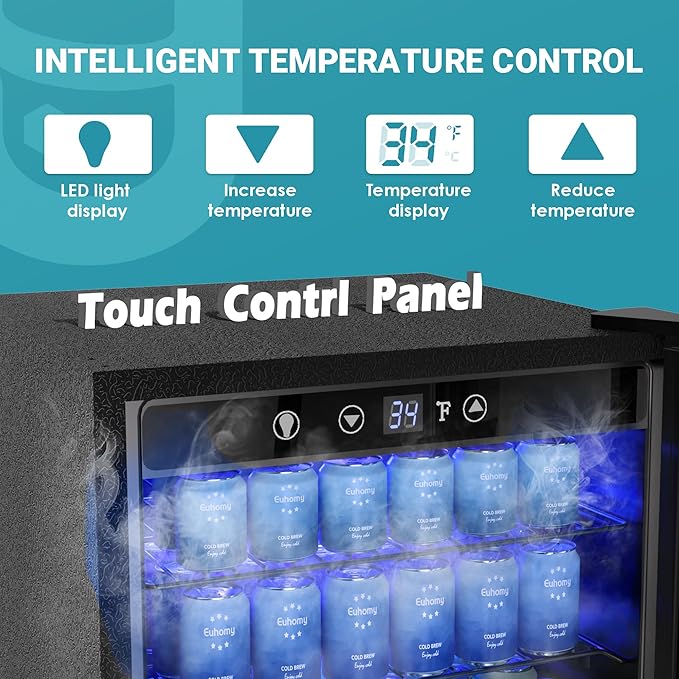 EUHOMY 4.5 Cu.ft Beverage Refrigerator and Cooler, 145 Can Mini fridge with Glass Door for Soda Beer Wine, Small Drink Dispenser with Digital Adjustable Thermostat for Home Office Bar-Ruum Studio Home