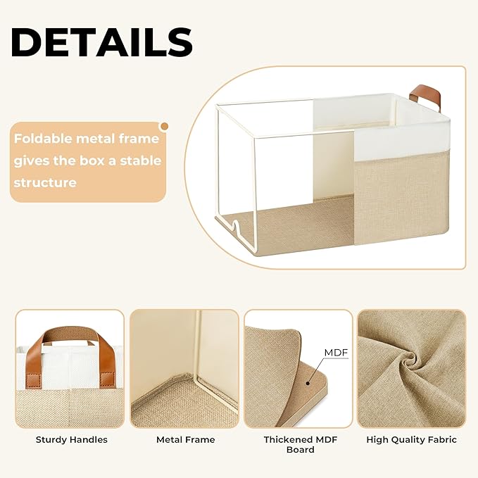 GRANNY SAYS Storage Baskets for Shelves, Closet Organizer Bins, Clothes Storage Bins with Metal Frame, Extra Large Baskets for Organizing and Storage, Collapsible, Khaki, 2-Pack-Ruum Studio Home