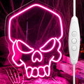 Dimmable Skull Neon Sign,Halloween Pink Neon Sign Light for Wall Decor, Skeleton LED Neon Sign for Beer Bar Bedroom Art,Skull Head Neon Lights Suitable for Computer Room, 5V USB Power 15.75 * 11.8in-Ruum Studio Home