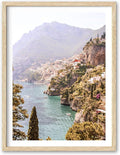 HesenDot Natural OAK Wood Framed Italy Coastal Wall Art,12x16in Amalfi Coast Canvas Wall Print,Positano Seascape Boho Poster Wall Decor for Living Room,Bedroom,Office Gallery Set of 1-Ruum Studio Home