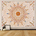 Fowocu Boho Floral Mandala Tapestry for Bedroom Aesthetic Watercolor Bohemian Flower Wall Tapestry Brown Beige Hippie Indian Small Tapestries Wall Hanging for Living Room Dorm Decor 40 x 30 Inch-Ruum Studio Home