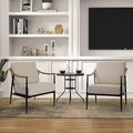 Modern Accent Chairs Set of 2 for Living Room Bedroom Mid Century Arm Chairs Upholstered Office Accent Chairs Comfy Waiting Room Chairs with Metal Frame, Beige-Ruum Studio Home