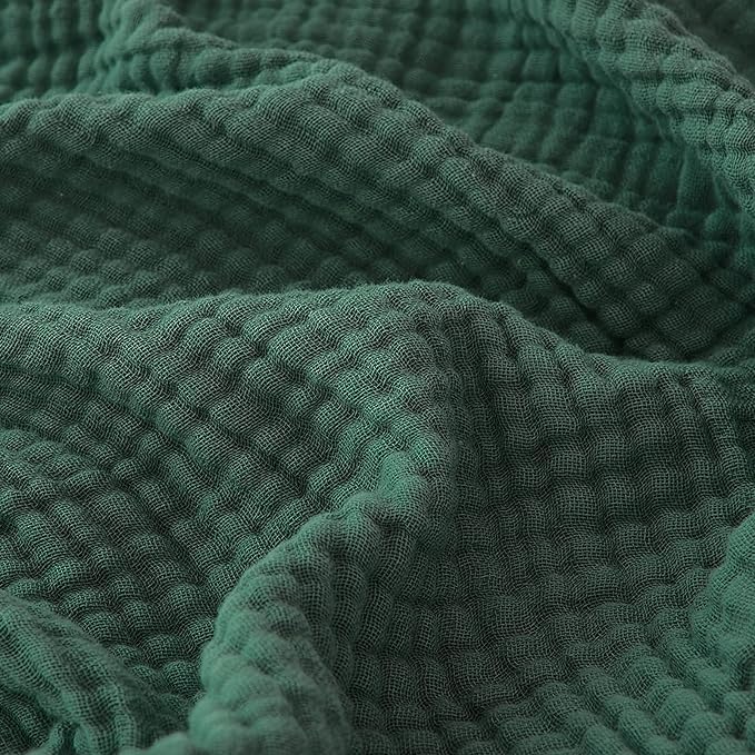 EMME Cotton Muslin Large Throw Blanket Couch Breathable Gauze Blanket Soft Lightweight Bed Blankets Adults (Forest Green, 50"x70")-Ruum Studio Home