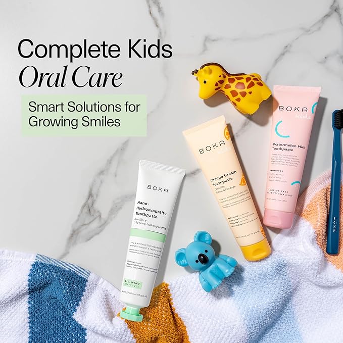 Boka Fluoride Free Toothpaste Nano Hydroxyapatite Toothpaste - Ela Mint, Orange Cream, Watermelon Mint Flavor, 4 oz 3Pk US Manufactured-Ruum Studio Home