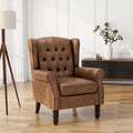 UIXE Faux Leather Accent Chair, High Back Upholstered Armchair for Living Room, Wingback Arm Chair Comfy Single Sofa Bedroom Reading Seat with Solid Wood Legs - Brown-Ruum Studio Home