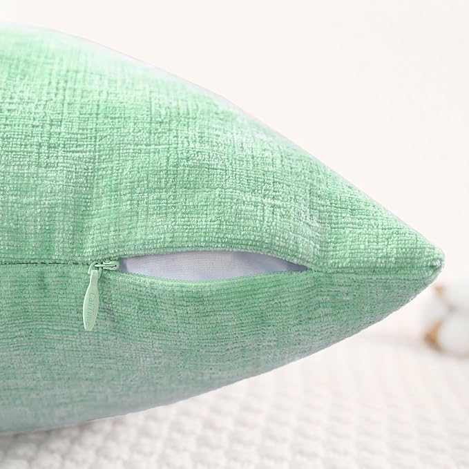 CaliTime Throw Pillow Covers Decorative 16 X 26 Inches Pack of 2 Cozy Chenille Cushion Cases for Couch Sofa Bed Living Room Home Grey Green-Ruum Studio Home