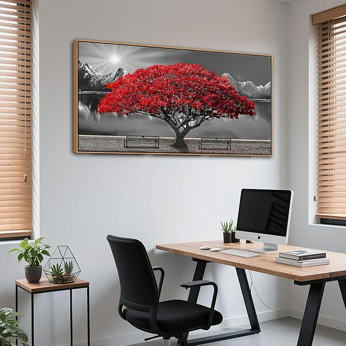 Large Framed Wall Art for Living Room Large Mangrove Landscape Modern Art for Wall Decor Living Room, Bedroom, Office, Home Wall Decor 24x48 inches(With Soild Wood Dark Framed)-Ruum Studio Home