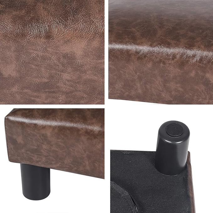 Joveco Small Footstool Ottoman Upholstered PU Leather Square Footrest Ottomans Small Foot Rest for Desk Couch Living Room Bedroom Office (Brown)-Ruum Studio Home