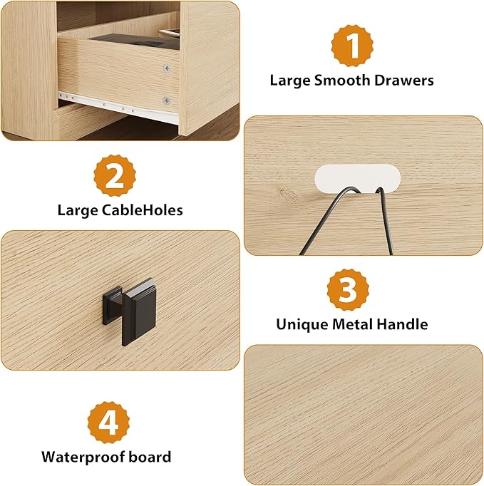 IDEALHOUSE 70in TV Stand for TVs up to 80", Mid Century Modern Entertainment Center with Storage Drawer and Open Shelves, TV Console Media Cabinet for Living Room, Bedroom (Light Oak)-Ruum Studio Home