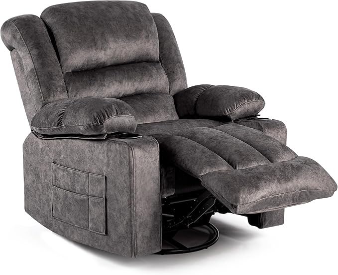 Recliner Chair Rocker Modern Ergonomic Lounge 360 Degree Swivel Single Sofa Seat Living Room Lounge Recliners on Clearance Foam Filling-Ruum Studio Home