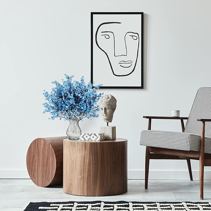 Sggvecsy 15 Pcs Babys Breath Artificial Flowers Gypsophila Bouquets Bulk Real Touch Fake Silk Flowers for Home Wedding DIY Floral Arrangement Kitchen Table Centerpiece Decoration (Blue with Purple)-Ruum Studio Home