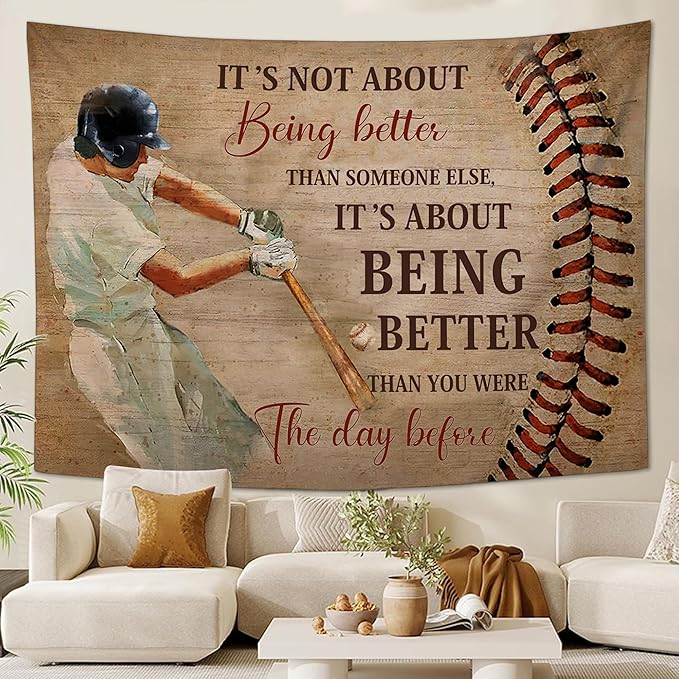 yowecso Baseball Tapestry Sport Theme Tapestry Wall Hanging for Bedroom Baseball Tapestries Aesthetic Wall Decor for Home Dorm Living Room 60"x90"-Ruum Studio Home