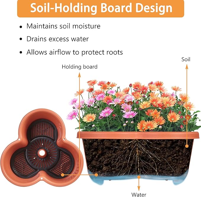 VECELO 5 Tier Vertical Garden Planter, Self Watering Stackable Planters with Wheels for Strawberries, Herbs, Flowers, Vegetables, Red-Ruum Studio Home