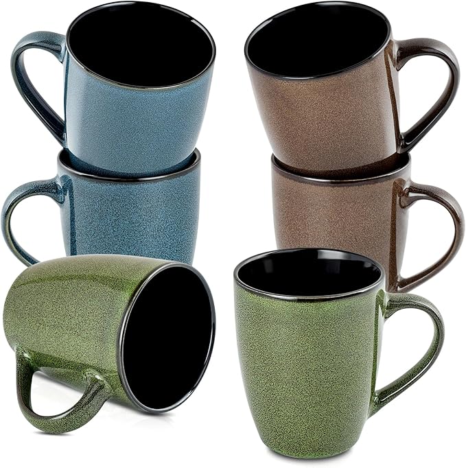 Ceramic Mugs 12oz,Large Ceramic Coffee Mugs for Men, Women, Dad, Mom, Modern Coffee Mugs With Handle For Tea,Latte,Cappuccino,Cocoa. (blue and brown 4pack)-Ruum Studio Home