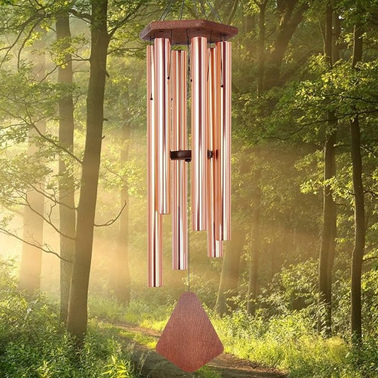 Wind Chimes Outdoor Large Deep Tone, 44 Inch Sympathy Wind Chime Outdoor, Memorial Wind-Chime with 6 Tuned Tubes, Elegant Chime for Garden, Patio, Balcony and Home Decor, Rose Gold-Ruum Studio Home
