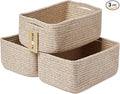 Small Storage Baskets for Organizing | Closet Organizer Bins | Shelf Toy Basket | Woven Rope Baskets | Cube Decorative Box | Shallow Basket | 13x8.5x5.1” | 3 Packs Mixed Brown-Ruum Studio Home