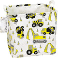 FANKANG Square Nursery Hamper Storage Bins Canvas Laundry Basket Foldable with Waterproof PE Coating Storage Baskets Gift Baskets for Children, Office, Bedroom, Clothes（Square-Engineering ）-Ruum Studio Home