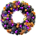 17 Inch Halloween Ball Wreath for Front Door with Lights, Lighted Cute Treat-or-Trick Door Wreath Ball Ornament for Halloween Indoor Decorations Centerpiece Party Holiday Wall Home Decor-Ruum Studio Home