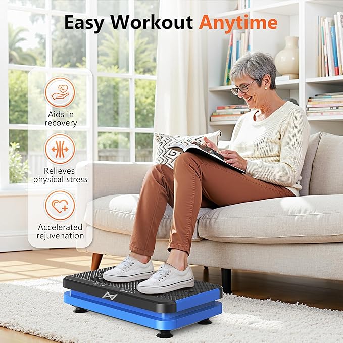 AXV Vibration Plate Fitness Platform Exercise Machine Vibrating Lymphatic Drainage Shaking Full Body Shaker Workout Vibrate Stand Shake Board Sport Gym for Weight Loss Fat Burner for Women Men-Ruum Studio Home