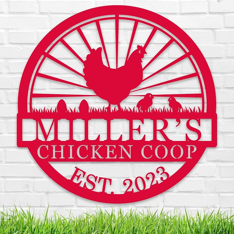 Hen House Coop Sign, Custom Chicken Coop Signs, Custom Chicken Farm Metal Sign, Family Name Metal Sign for Farm House, Our Little Coop Sign Metal Sign-Ruum Studio Home