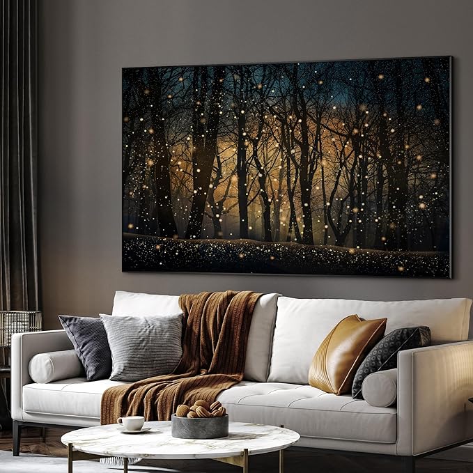 SIGNWIN 46"x72" Extra Large Framed Wall Art Magical Firefly Night Forest, Enchanted Woodland Scene for Home Living Room Bedroom Decor (Frame Assembly Required)-Ruum Studio Home