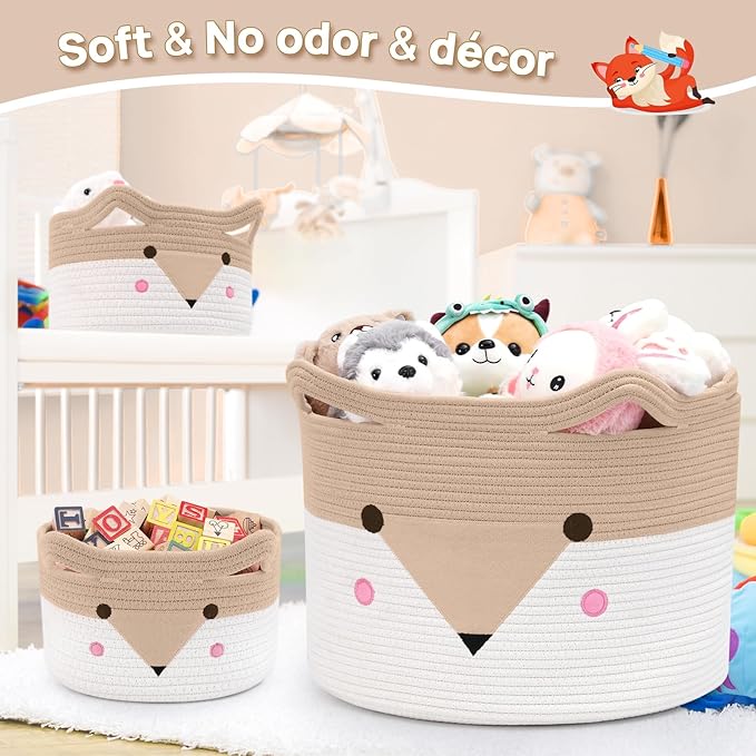 Large Baby Basket Toy Storage 3 Pack, (20"x13.8") Woven Baby Laundry Basket, Stuffed Animal Storage.-Ruum Studio Home
