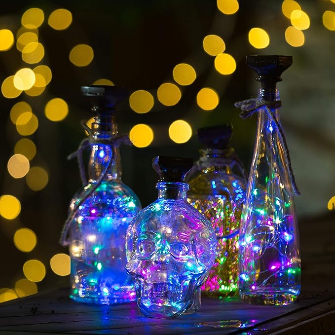 YJFWAL Upgraded 12 Pack Solar Wine Bottle Lights, 20 LEDs Waterproof Copper Light, Bottle Light Fairy Cork String Lights for Yard Patio Decor, DIY Birthday Gift for Mom Grandma Girlfriend(Multicolor)-Ruum Studio Home