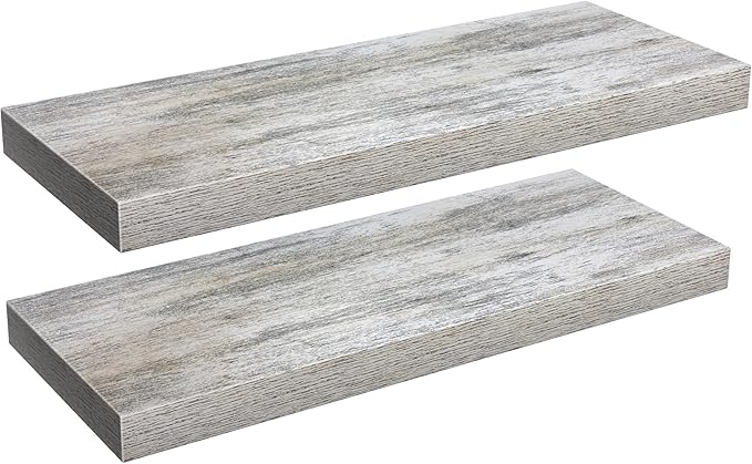 Sorbus Floating Shelves, Wall Shelves for Bedroom, Kitchen, Living Room, Bathroom Shelves Over The Toilet, Office, Home Decor, Farmhouse, 16 Inch Wall Mounted Rustic Floating Shelves for Wall, 2 Pack-Ruum Studio Home