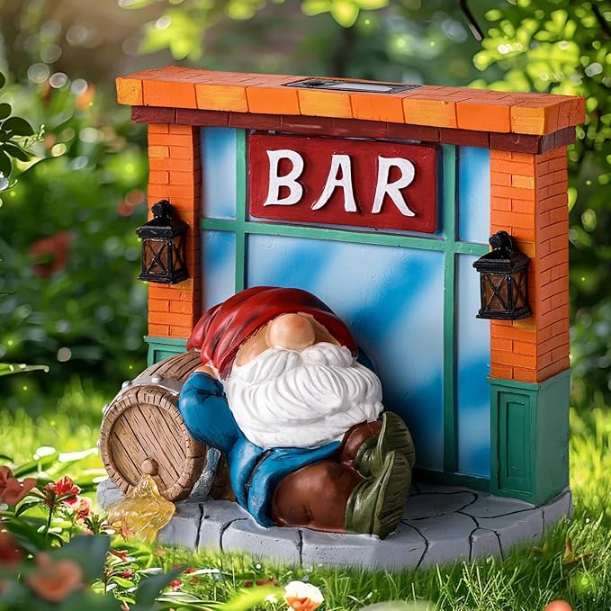 WINTS Garden Gnomes Solar Lights,Solar Gnomes Outdoor,Funny Garden Gnomes Decoration for Lawn,Balcony,Yard,Patio Gnome Gifts for Mom,Men-Ruum Studio Home