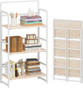 4NM No Assembly Foldable Bookshelf, 3-Shelf Collapsible Bookcase Storage for Small Spaces, 42.1" H, Natural White-Ruum Studio Home