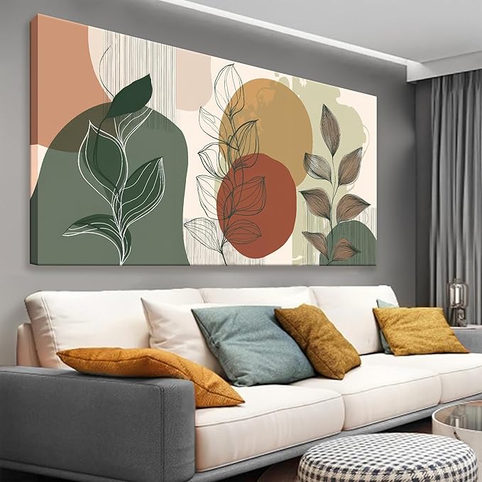 Tsomzxng Large Abstract Boho Wall Art For Living Room Century Modern Canvas Art Wall Decor Picture Painting Aesthetics Botanical Abstract Art Prints Bedroom Office Wall Hanging Decor 29x58 In-Ruum Studio Home