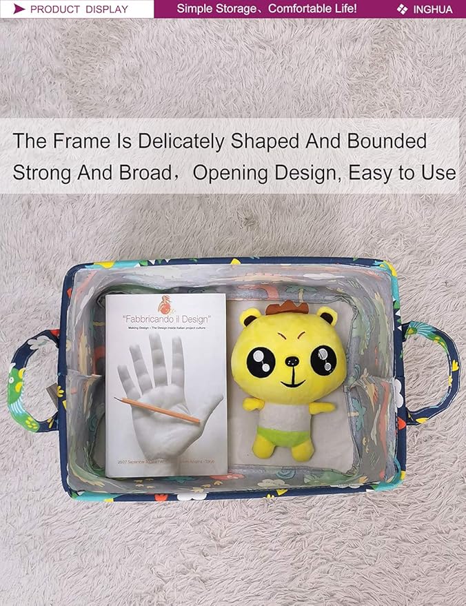 Rectangular Storage Basket Fabric Organizer Bin for Toys,Books,Clothes,Gifts,Pets-Perfect for Home,Office,Nursery,Dorm,Shelf(Rec Forest Dinosaurs)-Ruum Studio Home
