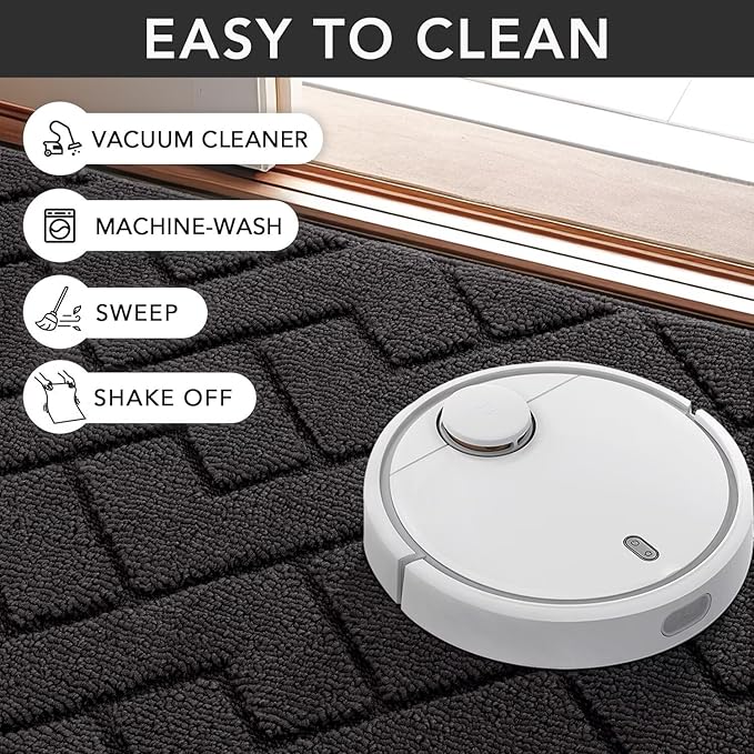 hicorfe Indoor Doormat,Front Back Door Mat Rubber Backing Non Slip Door Mats 47"x71" Absorbent Resist Dirt Entrance Doormat Inside Floor Mats for Entryway Washable Low-Profile (Charcoal)-Ruum Studio Home