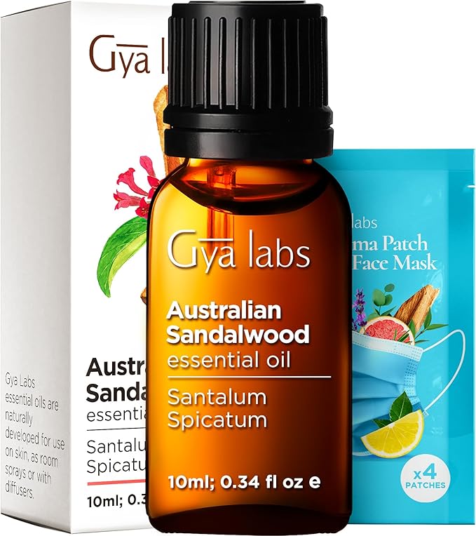Gya Labs Australian Sandalwood Essential Oil for Skin & Hair - 0.34 Fl Oz - 100% Pure Natural Australian Sandalwood Oil for Diffuser, Aromatherapy Use & Candle Making Scent-Ruum Studio Home