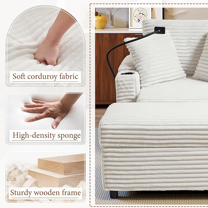 Accent Chair with Storage Ottoman Upholstered Living Room Chairs for Reading Chair with Chaise Lounge Chairs Indoor, Comfortable Armchair for Bedroom-Ruum Studio Home