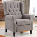 CANMOV Push Back Recliner Chair, Accent Chair,Mid Century Wingback Recliner, Fabric Push Back Recliner Chair Single Armchair Sofa with Rivet Decoration,Button-Tufted Back for Living Room, Grey-Ruum Studio Home