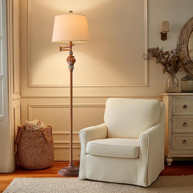 61" Vintage Floor Lamp with 350° Adjustable Swing Arm, Standing Lamp for Bedroom Living Room Bedside Tall lamp Nightstand Retro Farmhouse Mid Century Lamp Light Home Décor Office Gifts-Ruum Studio Home