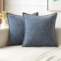 MIULEE Pack of 2 Couch Throw Pillow Covers 16x16 Inch Dark Grey Blue Farmhouse Decorative Pillow Covers with Stitched Edge Soft Chenille Solid Dyed Spring Pillow Covers for Sofa Bed Living Room-Ruum Studio Home