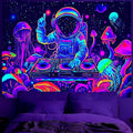 BVBOX Astronaut Space Blacklight Tapestry 79"x59", UV Reactive Astronaut DJ Universe Galaxy Planet Glow in Dark Music Tapestries, Black Light Neon Upright Poster Wall Hanging Backdrop Decor for Bedroom Living Room-Ruum Studio Home
