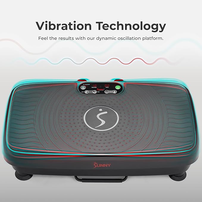 Sunny Health & Fitness Vibration Plate Exercise Machine, Full Body Vibrate Platform for Lymphatic Drainage with Multiple Speeds and Modes, Vibrating Plate Machine for Tension Relief & Weight Loss-Ruum Studio Home