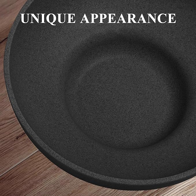 Large Decorative Resin Bowl, Modern Handicraft Bowls for Home Decor, Decorative Fruit Bowl for Kitchen Counter, Stylish Key Bowl for Entry Table, Artificial Stone Black-Ruum Studio Home